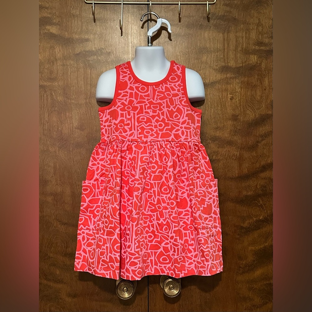 Hanna Andersson 110 Sleeveless Playground Dress w/ Pockets Girls 5 Pink Floral